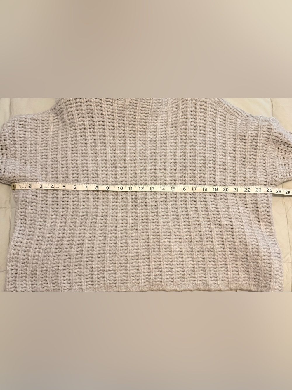 Aerie Chunky Ribbed Mock Neck Fuzzy Sweater Gray Size Medium - Picture 10 of 12